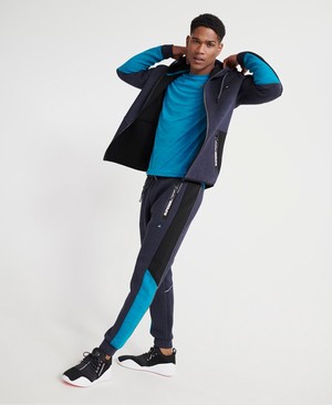 Superdry Gym Tech Colour Block Férfi Sportruházat Sötétkék/Világos Türkiz | JZRXQ7456